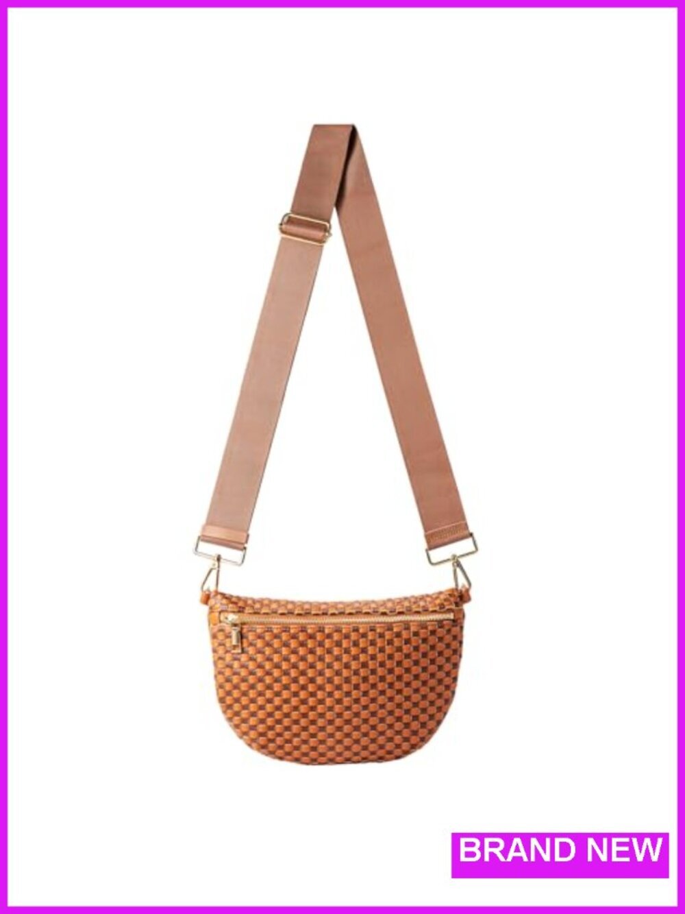 Hand-Woven Vegan Leather Crossbody Bag with Adjustable Strap